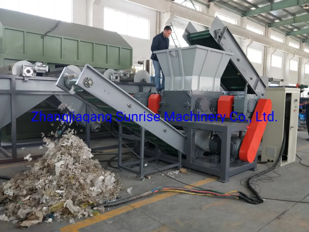 Waste Hard Plastic Lump Carton Agriculture Film PP Woven Bag Jumbo Bag Shredder LDPE PE PVC ABS HDPE Pipe Single Shaft Shredder